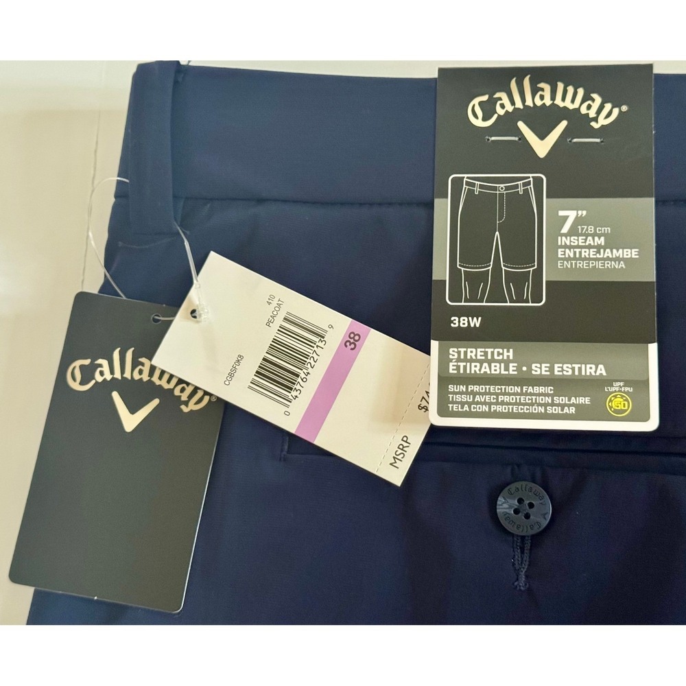 Callaway Mens Golf Shorts 38W Peacoat Navy Blue Stretch 7" Inseam UPF 50 NEW - Picture 4 of 12